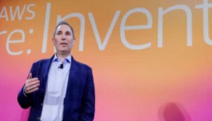 AWS CEO Andy Jassy discusses a new initiative with the NFL during AWS re:Invent 2019 in Las Vegas, on Dec. 5, 2019. Amazon CEO Jassy said Wednesday, Nov. 30, 2022, that the company does not have plans to stop selling the antisemitic film that gained notoriety recently after Brooklyn Nets guard Kyrie Irving tweeted out an Amazon link to it || Photo: Collected 