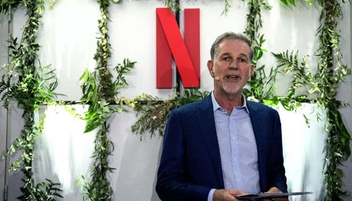 In this file photo taken on January 17, 2020 Co-founder and director of Netflix Reed Hastings delivers a speech as he inaugurates the new offices of Netflix France. || AFP Photo