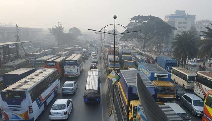 Dhaka Commuters Face Heavy Traffic Congestion
