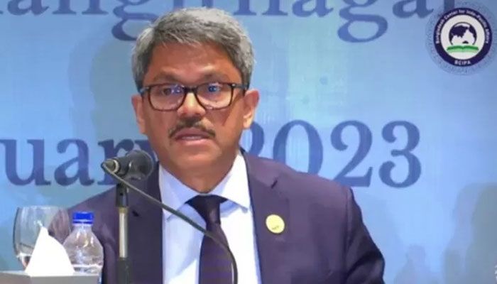 State Minister for Foreign Affairs Md Shahriar Alam speaks at a senior-level dialogue on “Bangladesh and the Indo-Pacific Collaboration: Priority Issues and Concerns” at a city hotel on Saturday || UNB Photo