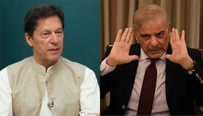 A combination of images shows Pakistan Prime Minister Shehbaz Sharif (R) and Pakistan Tehreek-i-Insaf (PTI) Chairman Imran Khan (L) || AFP File Photo 
