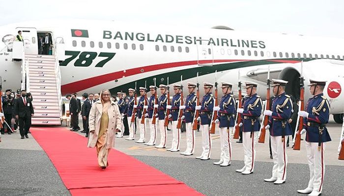 PM Hasina Gets Red Carpet Welcome On Arrival in Tokyo 