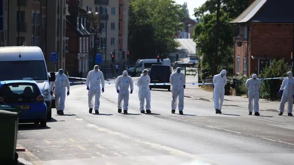 The violence began at around 04:00 BST on Ilkeston Road just outside the city centre, where police investigations carried on throughout the day.