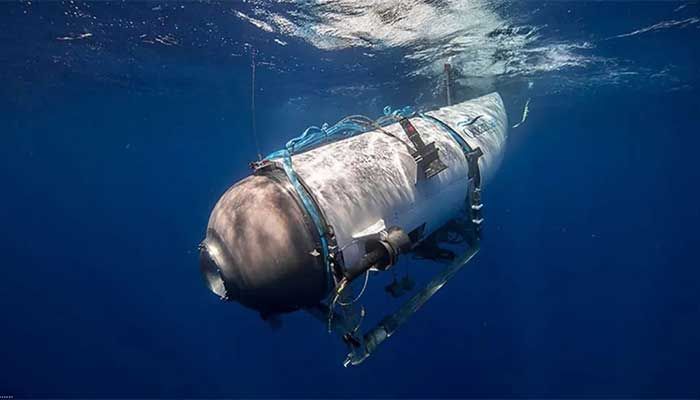 This undated image courtesy of OceanGate Expeditions, shows their Titan submersible beginning a descent || AFP Photo