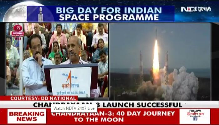 Launching moment of Chandrayaan-3 spsace craft. Image: NDTV
