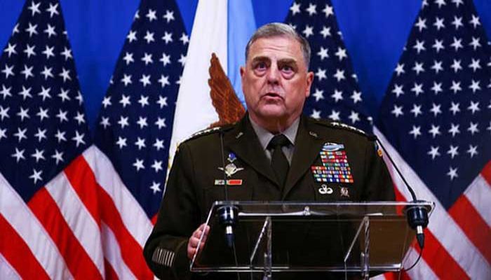 US Chairman of the Joint Chiefs of Staff General Mark A Milley holds a news conference on the day of a NATO Defence Ministers' meeting at the Alliance's headquarters in Brussels, Belgium June 15, 2023. || Reuters Photo: Collected 