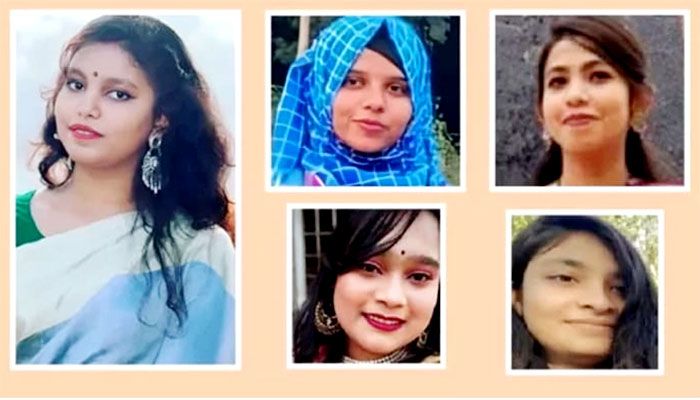 In photos from the left Shanjida Chowdhury Ontora, Tabassum Islam,  Maobiya Jahan, Halima Khatun Urmi and Israt Jahan Mim || Photo: Collected