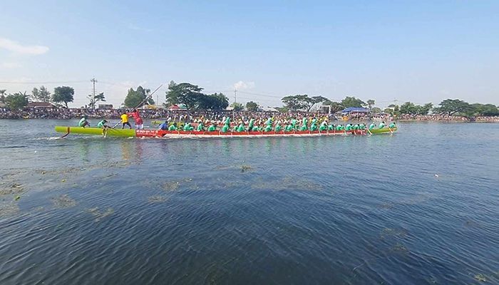 A traditional boat race was held on Friday (September 15) afternoon in a festive atmosphere at Basulia, a watery sight spanning the horizon of Basail.