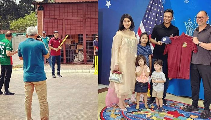 Shakib Visits US Embassy, Plays Cricket With Peter Haas