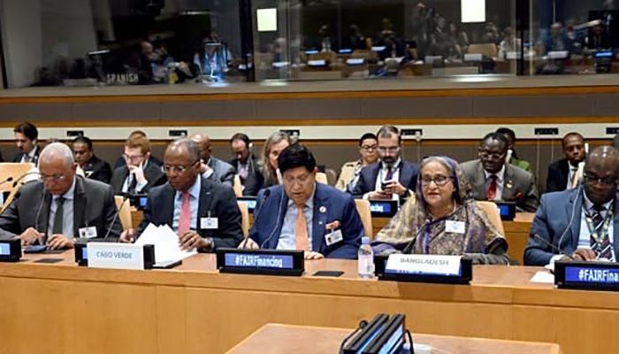 Prime Minister Sheikh Hasina came up with the importance at a high-level roundtable titled “Towards a Fair International Financial Architecture” at UN headquarters here convened by Spain and the European Council on the sidelines of the 78th UNGA session || Photo: Collected 