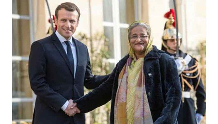 French President Emmanuel Macron with Prime Minister Sheikh Hasina || Photo: Collected