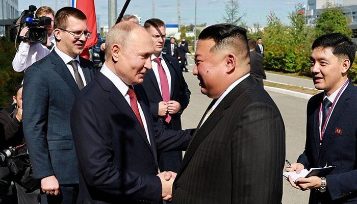 Putin, Kim Shake Hands at Russian Spaceport