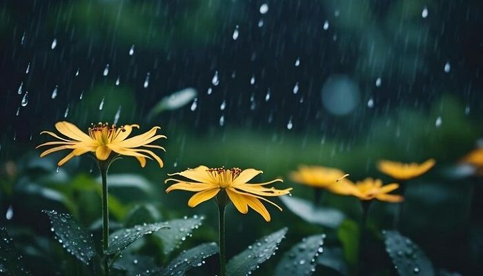 Raindrops dripping  on yellow flowers || Photo: Collected  