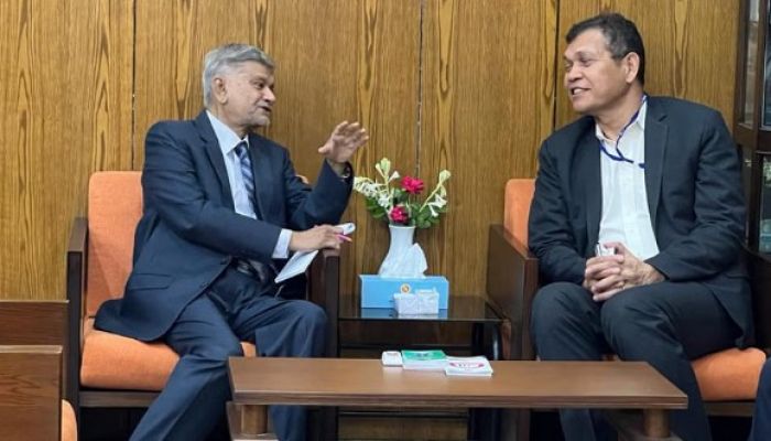 ADB Country Director Edimon Ginting in a meeting with Planning Minister MA Mannan at the latter's office in Dhaka today, Photo Collected