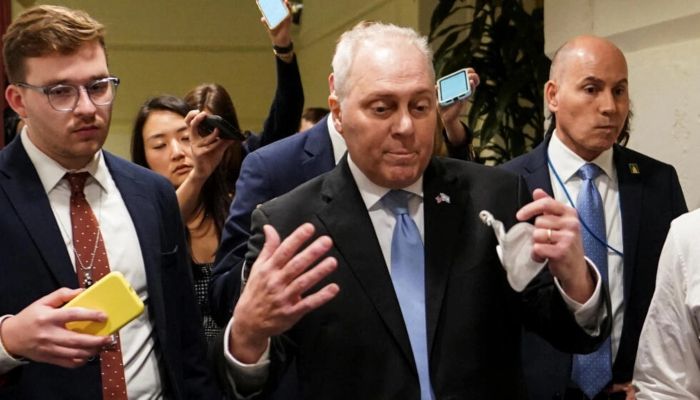 House Majority Leader Steve Scalise (R-LA), the Republican nominee to lead the US House of Representatives, arrives for a House Republican Conference meeting at the Capitol in Washington, DC, October 12, 2023 ||Photo: Reuters
