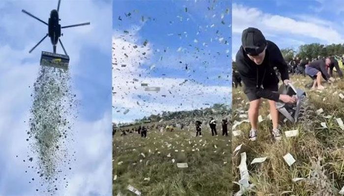 Czech Influencer Drops $1M From Helicopter, People Rush To Collect It