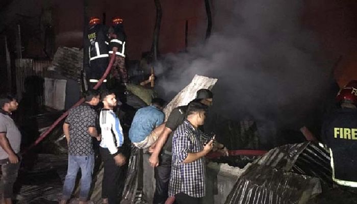 The fire that broke out at Shekherchar Baburhat in Narsingdi || Photo: Collected