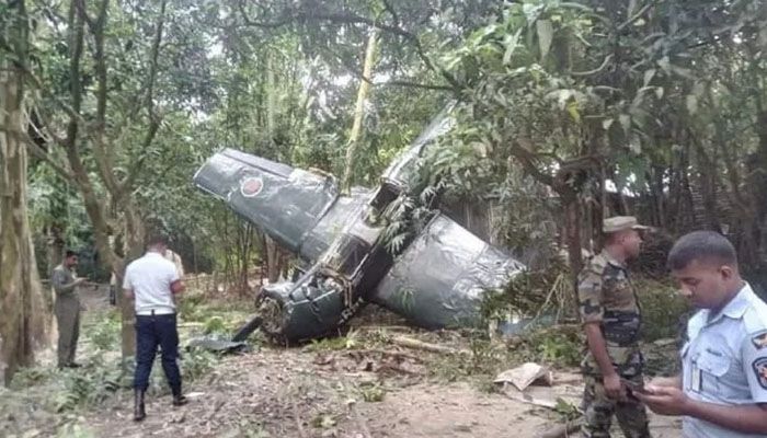 The PT-6 training aircraft of the Air Force crashed during training near Bogura airfield || Photo: Collected