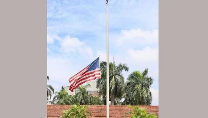 The U.S. Embassy in Bangladesh has raised its flag at half-mast || Photo: Collected 