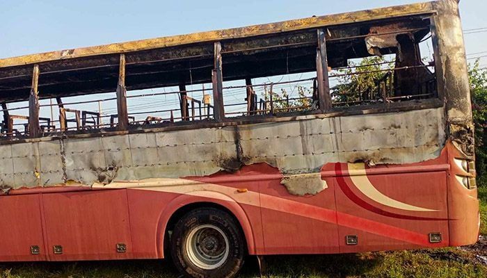 2nd Day Of Blockade: Bus Torched In Savar
