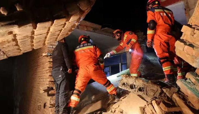 Rescue workers conduct search and rescue operations at Kangdiao village following the earthquake || Photo: Reuters