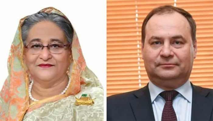 Belarus PM Roman Golovchenko Greets Sheikh Hasina