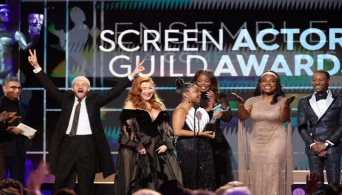 Lisa Ann Walter, Quinta Brunson And Janelle James Accept The Outstanding Performance By An Ensemble In A Comedy Series Award For "Abbott Elementary" In US Los Angeles, California, U.S. File Photo