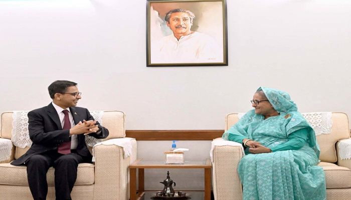 Prime Minister Sheikh Hasina And Indian High Commissioner To Bangladesh Pranay Verma. Photo: Collected