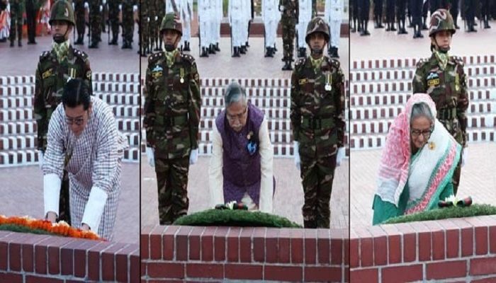 President, PM, Bhutanese King Pay Homage To Liberation War Martyrs