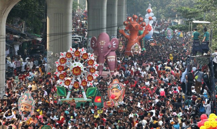 The nation is celebrating Pahela Baishakh, the first day of Bangla New Year 1431, across the country on Sunday with festivity, upholding the rich cultural values and rituals of the Bangalees.