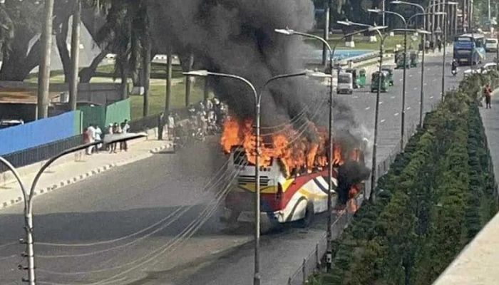  Bus Catches Fire In Capital's Banani