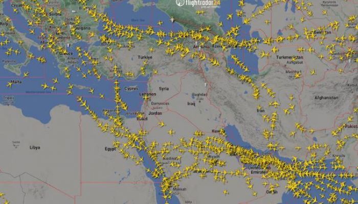 A Graphical Representation Of Air Traffic Shows Airspace Over Iran And The Neighbouring Middle East. Photo: Reuters  