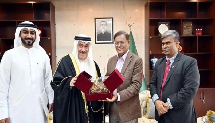 Bahrain’s New Ambassador-Designate To Bangladesh Abdul Rahman Mohamed Al Gaoud And Foreign Minister Hasan Mahmud. Photo: Collected 