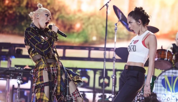 (From Left) Gwen Stefani And Olivia Rodrigo Perform At The Coachella Music Festival In California. Photo: Collected 