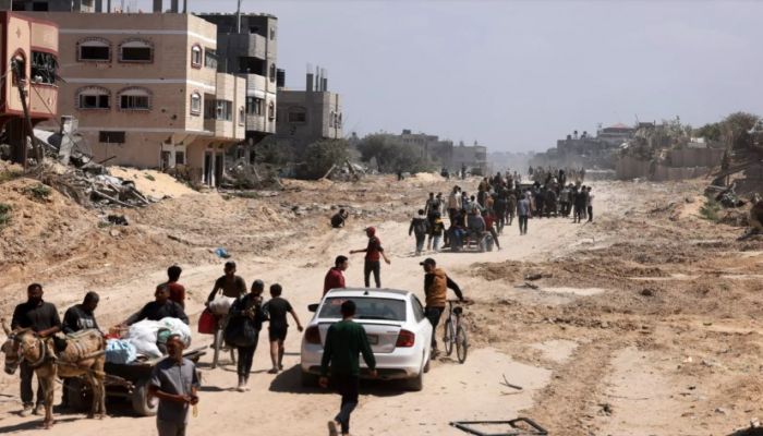 Palestinians Who Had Taken Refuge In Rafah Begin Returning To Khan Yunis After The Israeli Pullout. Photo: AFP