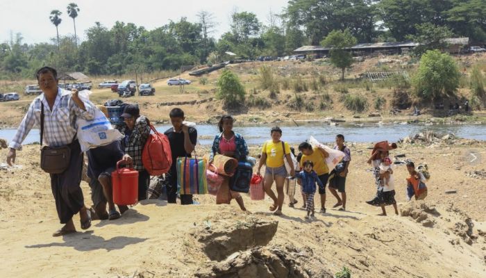 About 1300 People From Myanmar Flee Into Thailand 