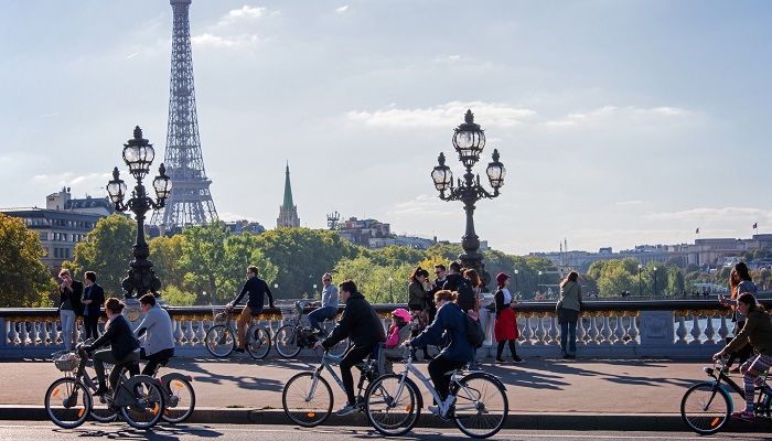Bicycles Overtake Cars In Paris