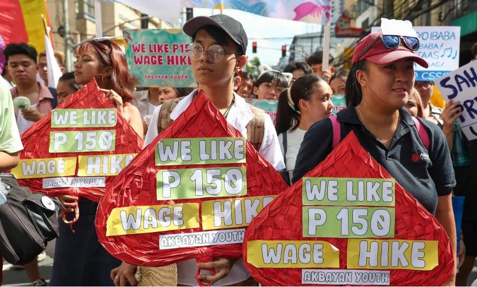Hundreds of Filipino workers from various labour groups took to the streets to mark Labour Day and demand wage increases and job security amid soaring food and oil prices. 